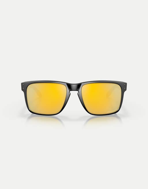 Oakley Holbrook™ xl square polarised sunglasses with gold mirrored lens in matte black, 2 of 3