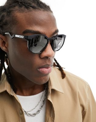 Oakley HSTN round sunglasses in black  - ASOS Price Checker