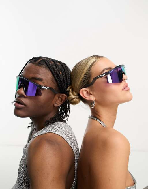 Oakley - Hydra - Festival - Sorte visor-solbriller med reflekterende glas i lilla, 4 af 4