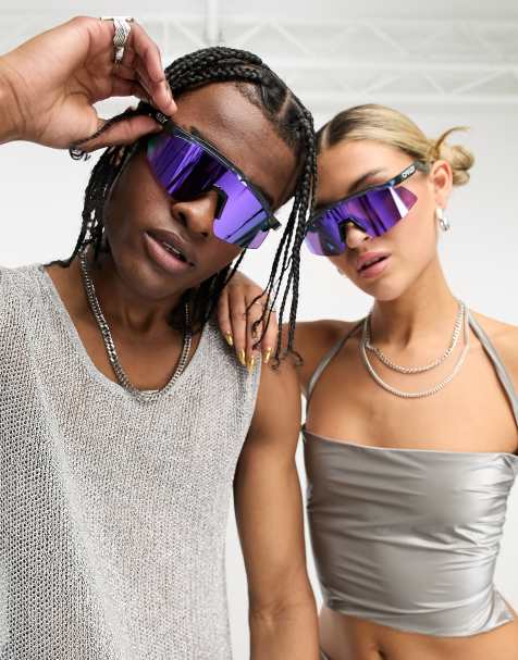 Oakley - Hydra - Lunettes de soleil masque style festival à verres violets réfléchissants - Noir - view 1