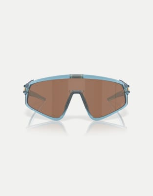 Oakley - Kylian Mbappé Signature Series - Latch™ - Occhiali da sole a mascherina color stone wash trasparente con lenti marroni specchiate e pannello - view 1