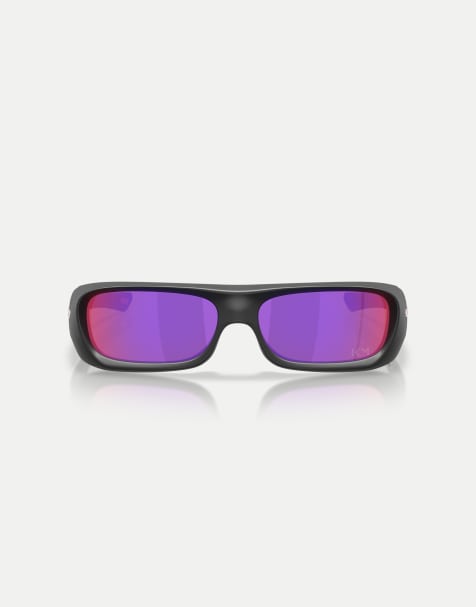 Oakley Kylian mbappé signature series permian rectangle sunglasses with violet mirrored lens in matte black ink - view 1