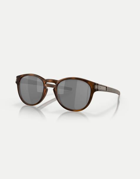 Oakley - Latch™ - Occhiali da sole rotondi marroni tartarugati opachi con lenti grigie a specchio - view 1