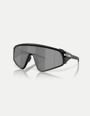 Oakley - Latch Panel - Shield-Sonnenbrille in mattem Schwarz mit grau verspiegelten Gläsern