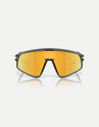 Oakley Latch  panel shield sunglasses with gold mirrored lens in grey smoke
