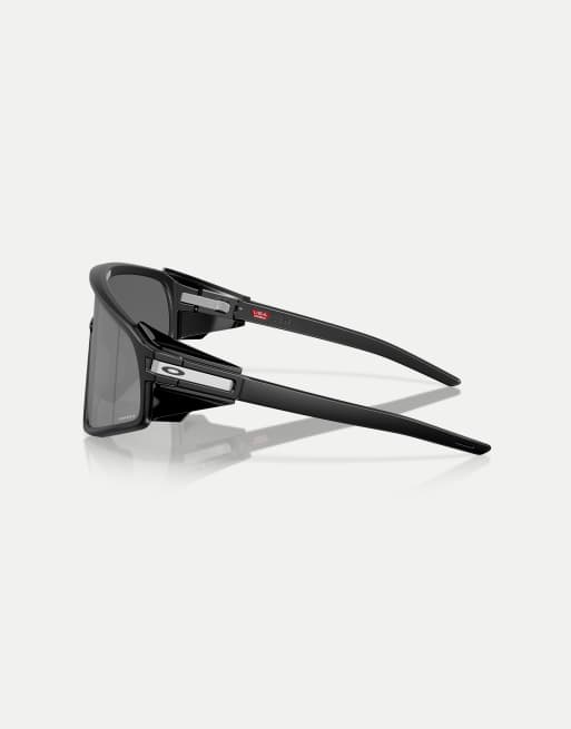 Oakley Latch™ panel shield sunglasses with grey mirrored lens in matte black, 2 of 3