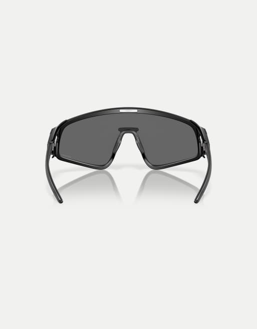 Oakley Latch™ panel shield sunglasses with grey mirrored lens in matte black, 3 of 3