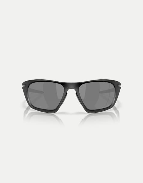 Oakley Lateralis rectangle polarised sunglasses with black mirrored lens in matte black - view 1