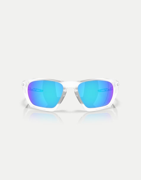 Oakley Lateralis rectangle sunglasses with blue mirrored lens in matte clear - view 1