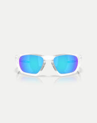 Oakley Lateralis rectangle sunglasses with blue mirrored lens in matte clear