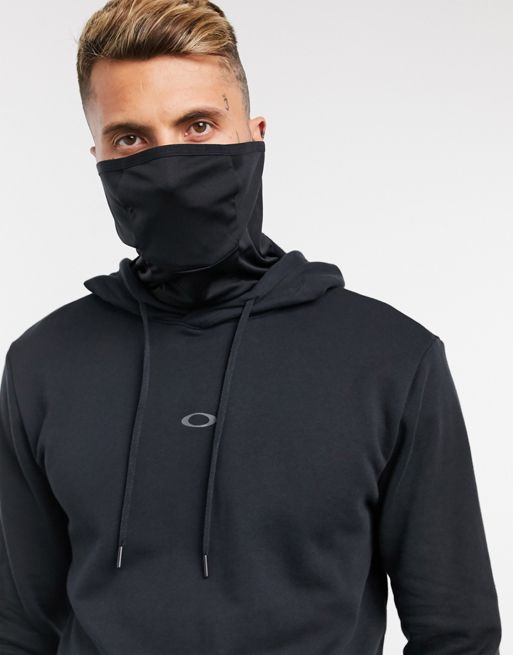 Oakley Logo hoodie with cloth face covering in black | ASOS