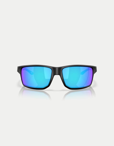 Oakley lunettes de soleil rectangulaires XL avec verres miroir bleus en noir mat - view 1