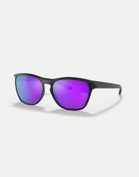 Oakley Manorburn square sunglasses with violet mirrored lens in matte black - view 1