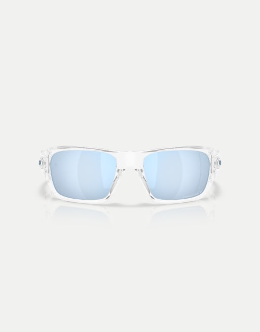 Oakley - Masseter - Lunettes de soleil rectangulaires à verres miroir polarisés bleus - Transparent poli