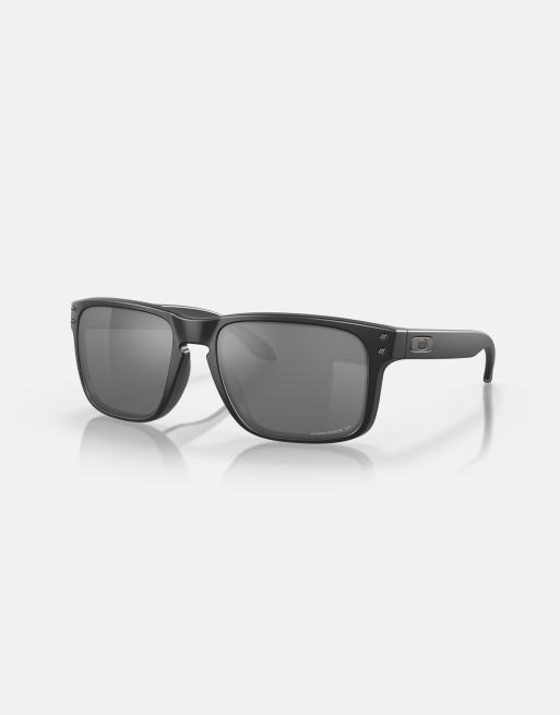 Oakley Oakley holbrook square polarised sunglasses in black with grey mirrored lens in matte black ASOS