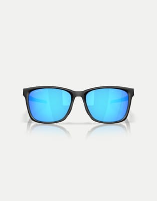 Oakley – Paracord – Eckige Sonnenbrille in Mattschwarz mit blau verspiegelten Gläsern - view 1