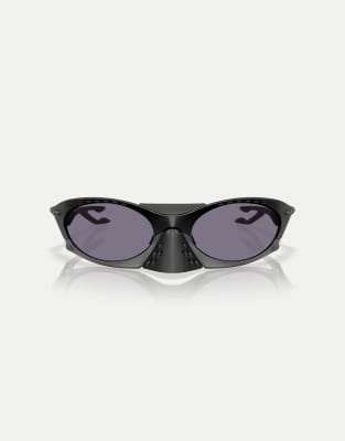 Oakley - Plantaris - Lunettes de soleil ovales à verres gris - Noir mat