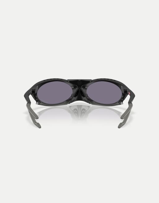 Oakley - Plantaris - Occhiali da sole ovali nero opaco con lenti grigie, 3 di 4