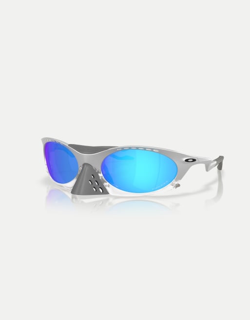 Oakley Plantaris oval sunglasses with blue mirrored lens in x