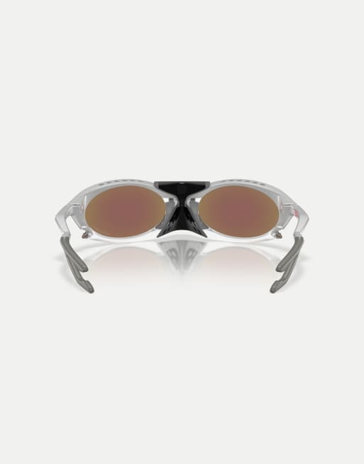 Oakley Plantaris oval sunglasses with blue mirrored lens in x
