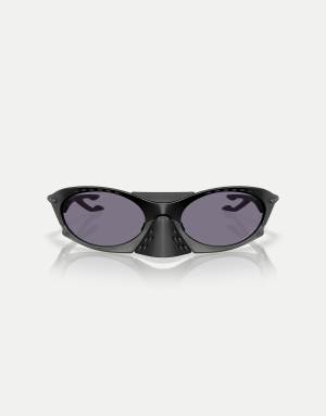 Oakley Plantaris oval sunglasses with grey lens in matte black