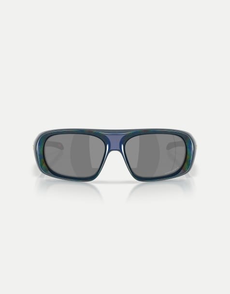 Oakley Polaris Collection rechteckige Sonnenbrille mit schwarz verspiegelten Gläsern in Abyss Spacedust - view 1