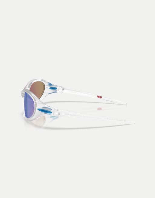 Oakley Portal jacket® gafas de sol ovaladas con lentes espejadas azules en transparente mate, 4 de 4
