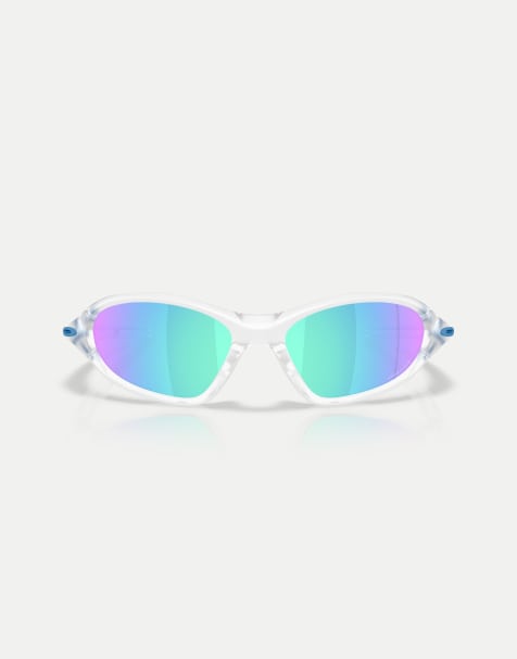 Oakley Portal Jacket occhiali da sole ovali con lenti specchiate blu in trasparente opaco - view 1