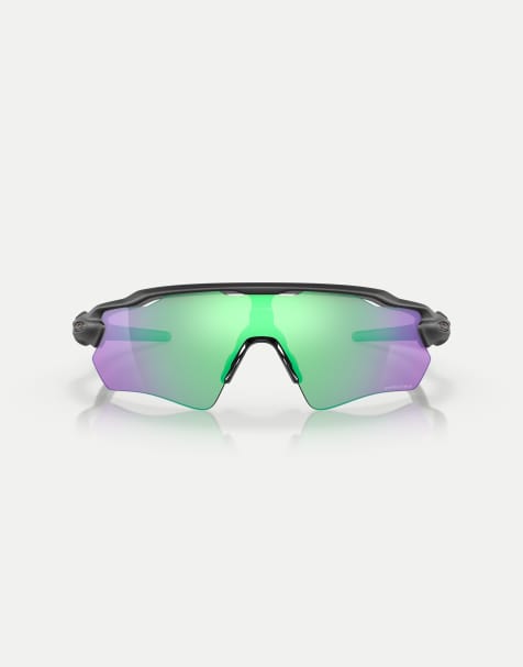 Oakley Radar® ev path® shield sunglasses with green mirrored lens in steel - view 1