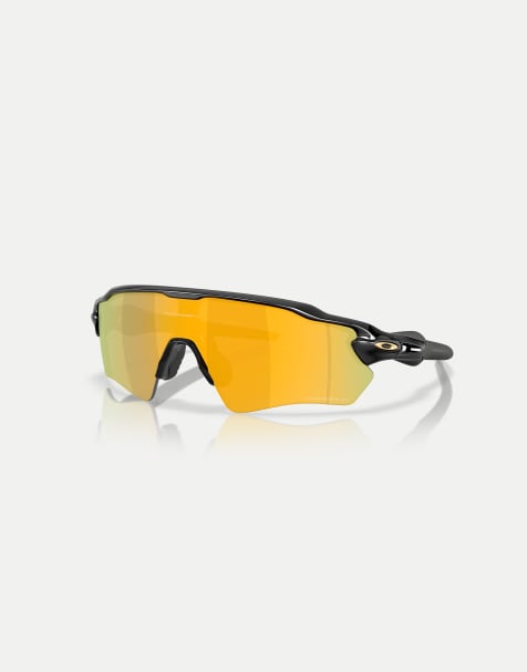 Oakley – Radar® EV S Path – Polarisierte, rechteckige Sonnenbrille in poliertem Schwarz mit goldfarbenen verspiegelten Gläsern - view 1