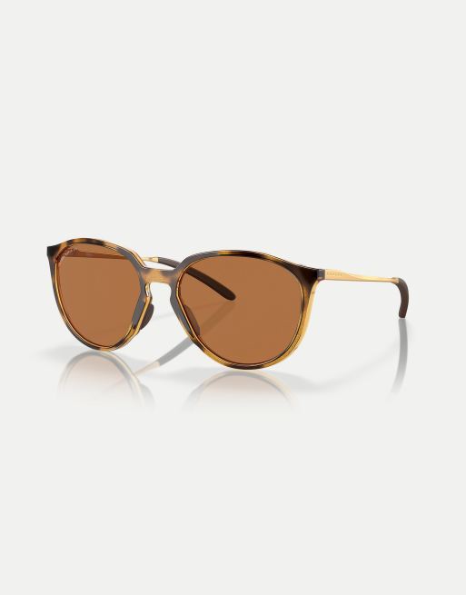 Oakley - Sielo - Occhiali da sole polarizzati rotondi marroni tartarugati lucidi con lenti marroni