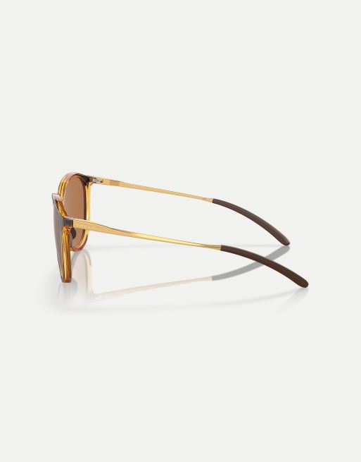 Oakley Sielo round polarised sunglasses with brown lens in polished brown tortoise, 2 of 4