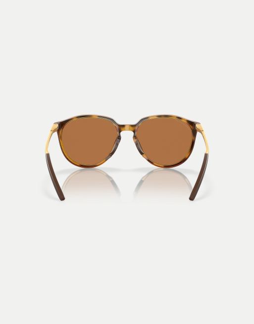 Oakley Sielo round polarised sunglasses with brown lens in polished brown tortoise, 4 of 4