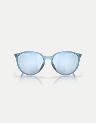 Oakley – Sielo – Runde, polarisierte Sonnenbrille in mattem Stonewash mit blau verspiegelten Gläsern