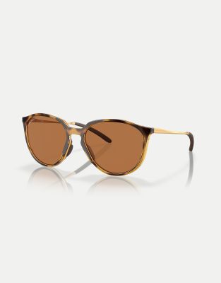 Oakley - Sielo - Runde, polarisierte Sonnenbrille in Schildpatt-Braun mit polierter Oberfläche und braunen Gläsern-Brown