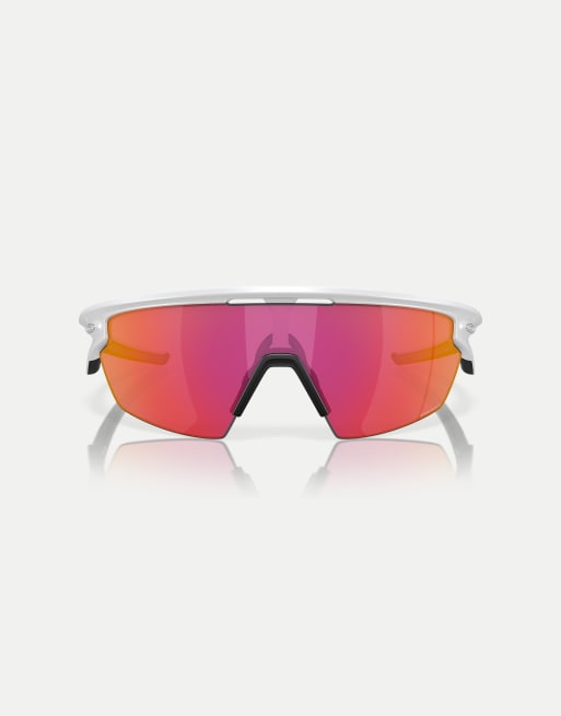 Oakley - Sphaera™ - Lunettes de soleil masque en métal avec verres miroir rouges - Blanc mat