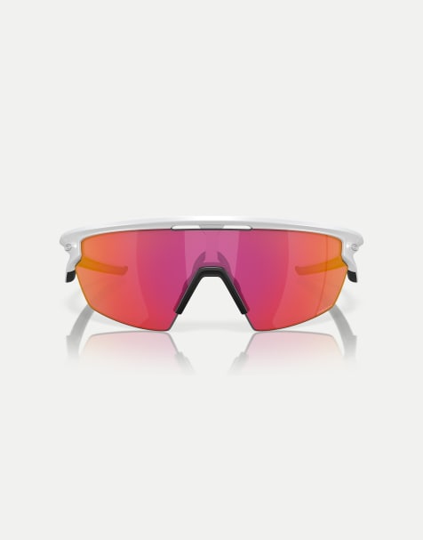 Oakley Sphaera™ shield sunglasses with red mirrored lens in matte white - view 1