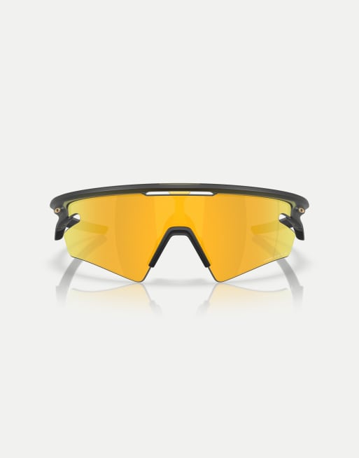 Oakley Sphaera™ slash rectangle polarised sunglasses with gold mirrored lens in matte olive ink
