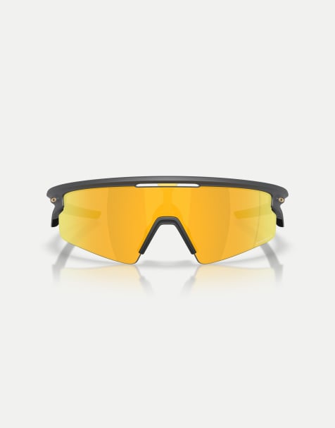 Oakley Sphaera™ strike rectangle polarised sunglasses with gold mirrored lens in matte black - view 1
