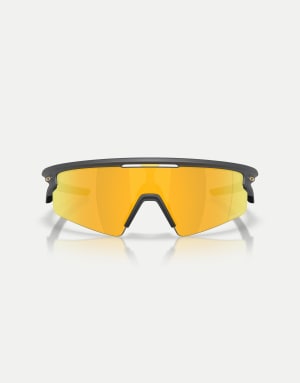 Oakley Sphaera  strike rectangle polarised sunglasses with gold mirrored lens in matte black