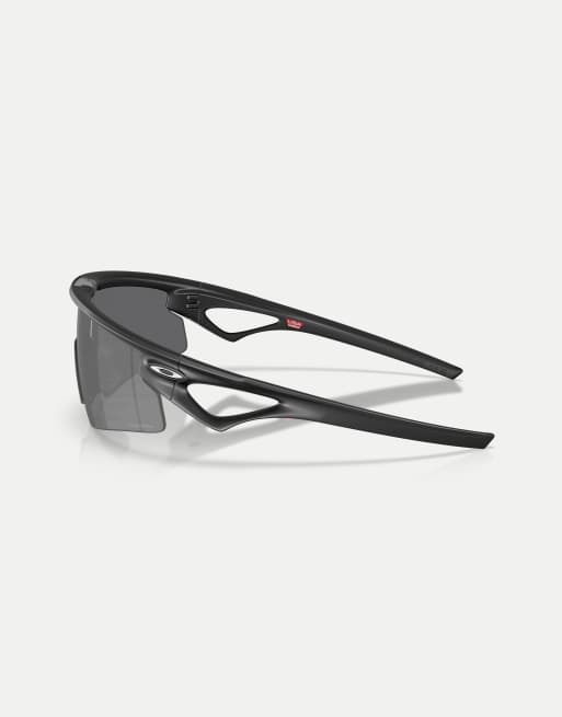 Oakley Sphaera™ strike rectangle sunglasses with black mirrored lens in matte black, 4 of 4