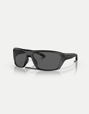 Oakley Split shot rectangle polarised sunglasses with black mirrored lens in matte black