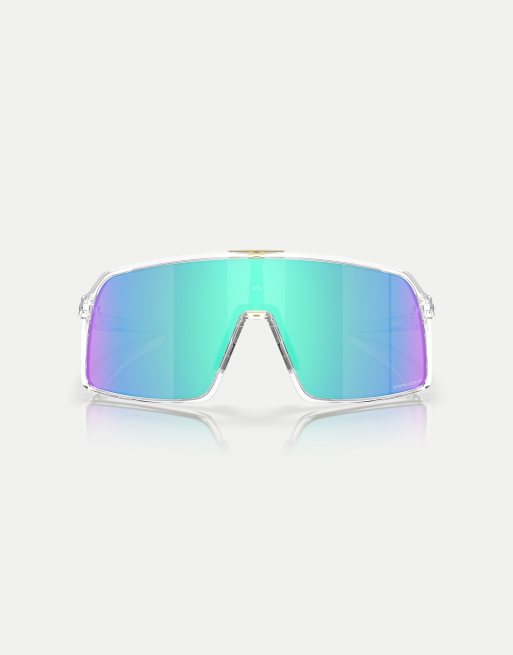 Oakley Sutro Occhiali da sole a mascherina colore trasparente con lenti a specchio blu ASOS