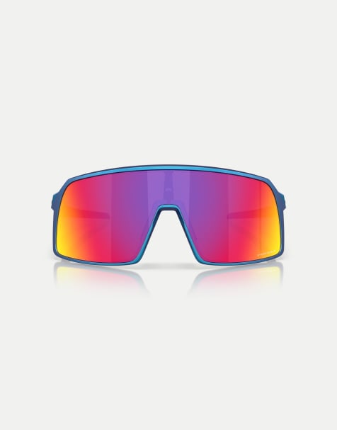 Oakley Sutro occhiali da sole rettangolari con lente a specchio viola in finitura opaca ciano/blu cangiante - view 1