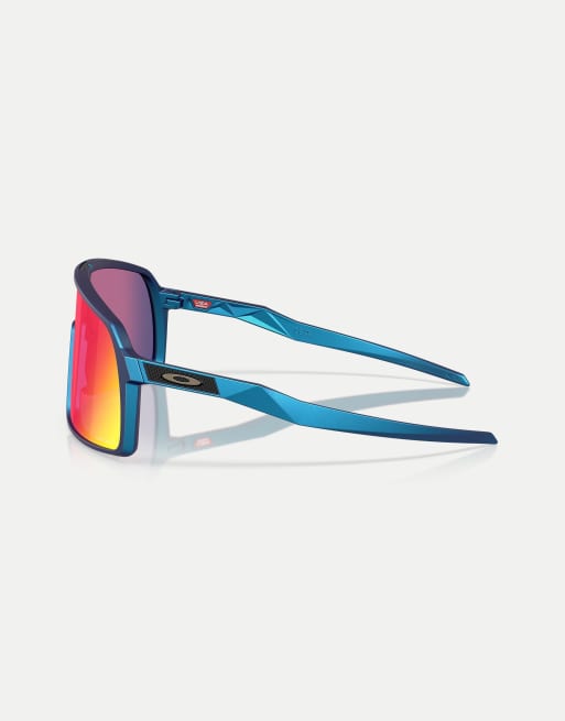 Oakley Sutro rectangle sunglasses with violet mirrored lens in matte cyan/blue colorshift, 4 of 4