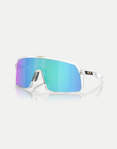 Oakley sutro shield sunglasses in transparent with blue mirrored lens in clear - view 1