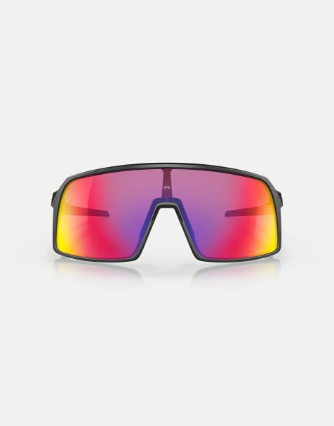Oakley Sutro shield sunglasses with violet mirrored lens in matte black - view 1