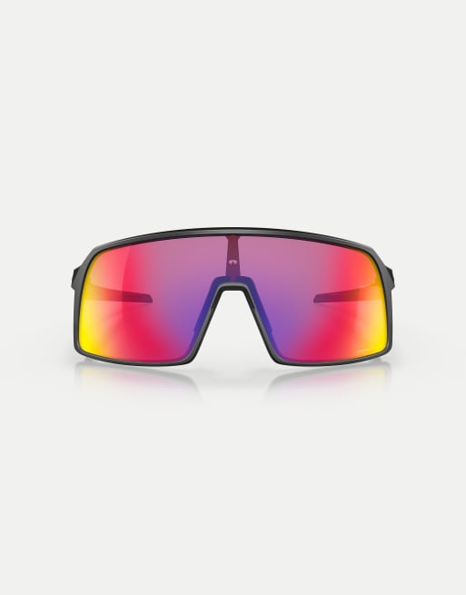 Oakley Sutro shield sunglasses with violet mirrored lens in matte black