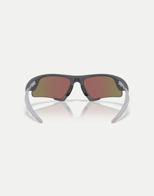 Oakley Suture jacket® irregular polarised sunglasses with blue mirrored lens in matte black, 3 of 4