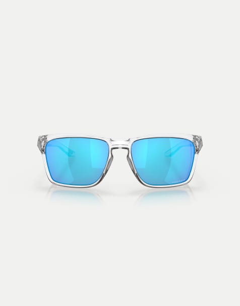 Oakley - Sylas - Lunettes de soleil rectangulaires à verres bleus effet miroir - Transparent poli - view 1